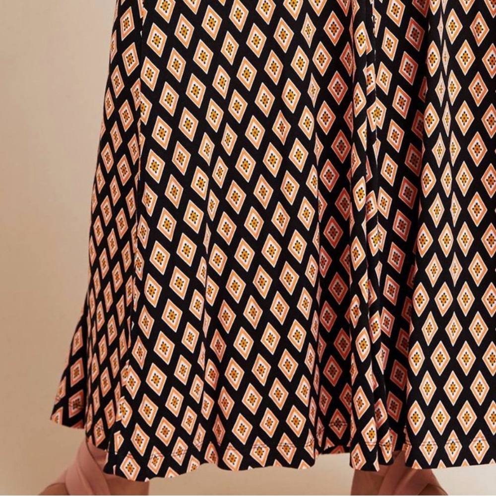 Anthropologie Maxi Skirt Black Motif (Orange/White) Long Flowy Skirt Size XS - Picture 8 of 16